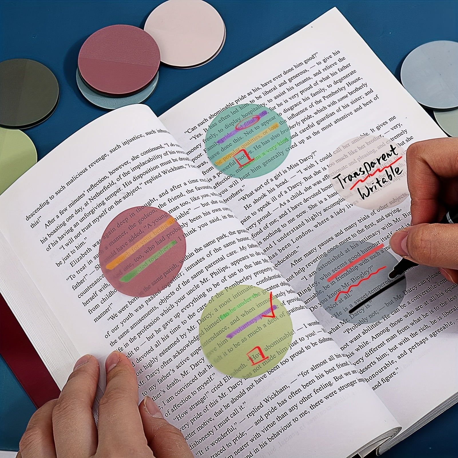 400 Morandi Transparent Round Sticky Notes 8 Colors
