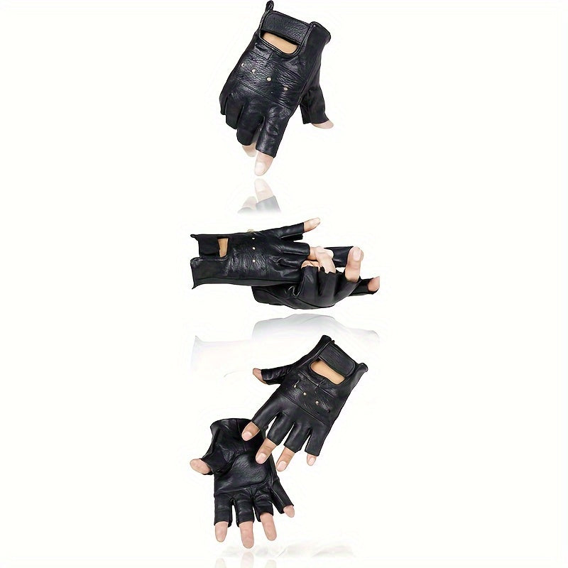 Men's Leather Half Finger Gloves for Sports Motorcycle