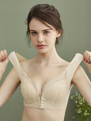 Lace Plunge Bra Front Buckle Push Up Bra Women's Lingerie