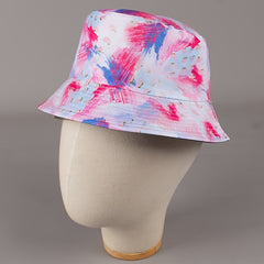Pink Ink Reversible Bucket Hat Casual Summer Sun Hat