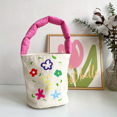 Portable Flower Bucket Bag Casual Large Capacity Handbag