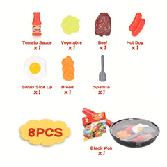 Kids' Play Kitchen Toy Cooking Set Frying Pan Simulated Food Cooking