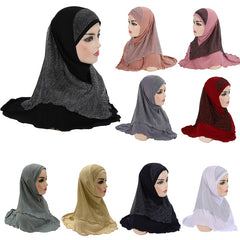 Muslim Crystal Hemp Golden Silk Veil Bandana