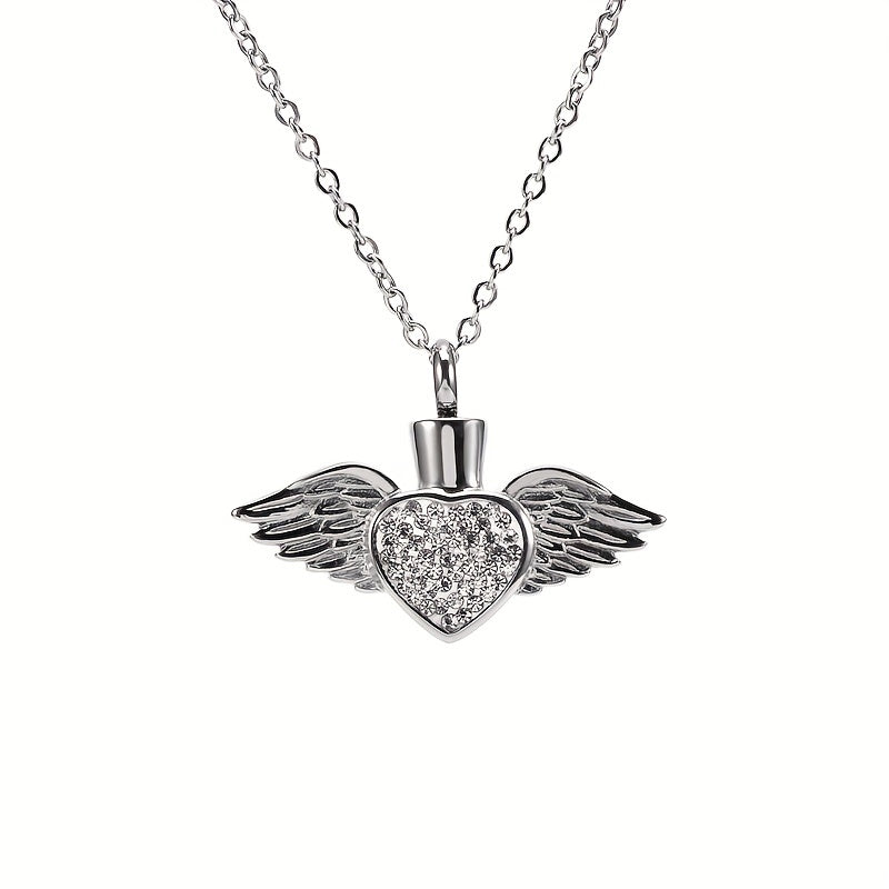 Cremation Urn Necklace For Ashes Birthstone Angel Wing