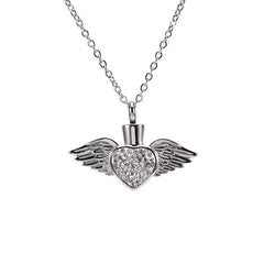 Cremation Urn Necklace For Ashes Birthstone Angel Wing