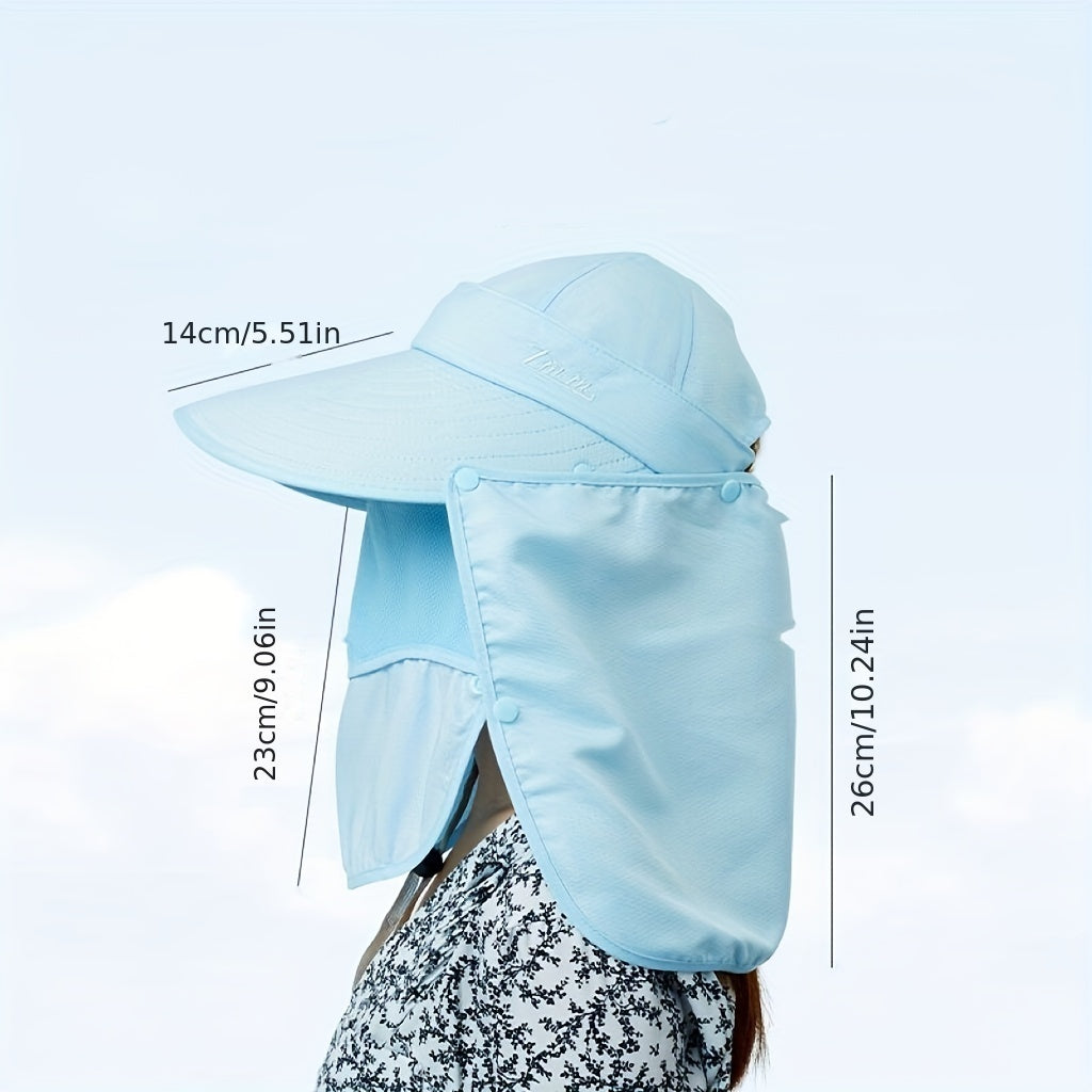 UV Protection Bucket Hat with Detachable Neck Flap Mask