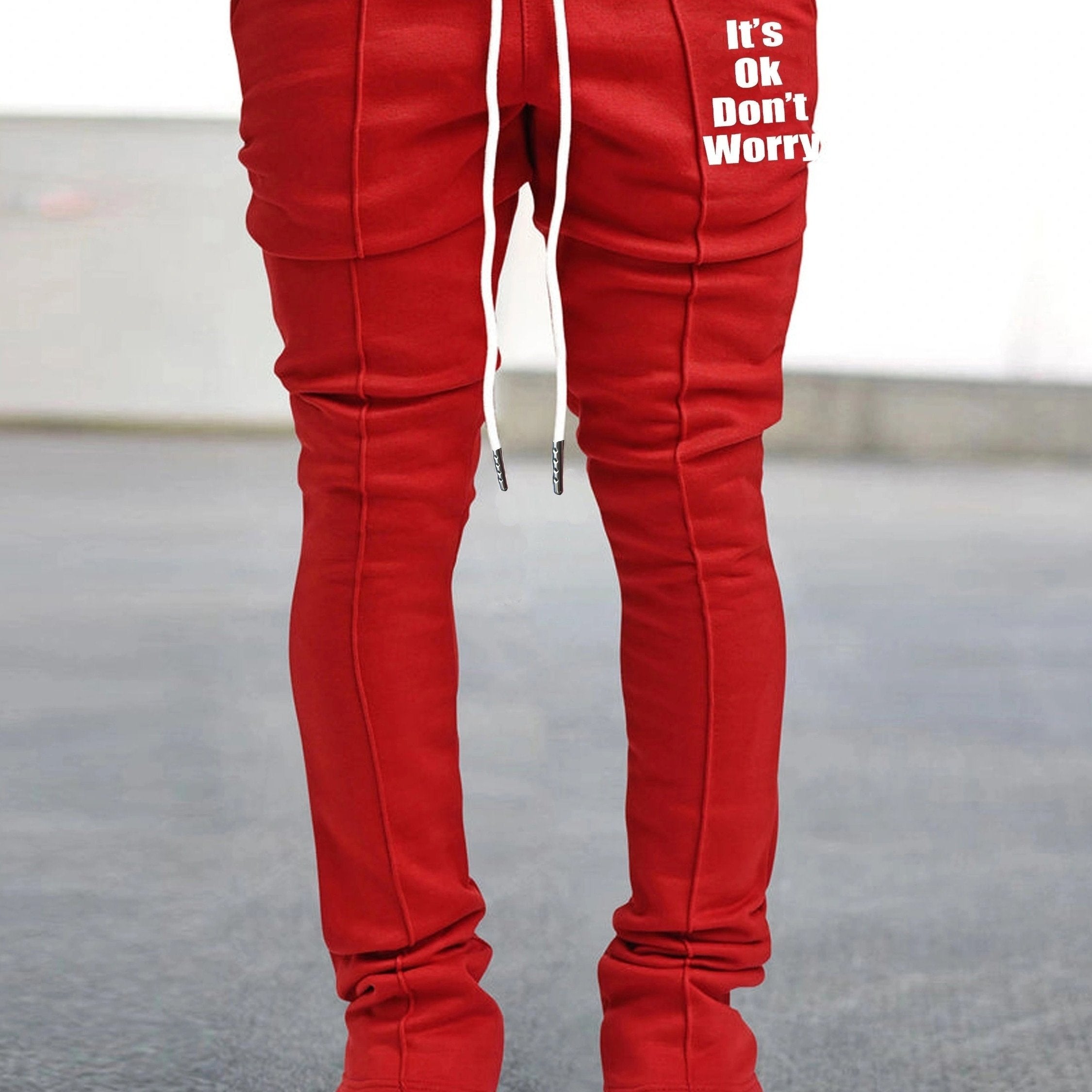 Men's Casual Sweatpants V Butterfly Graphic Pocket Elastic Waist Drawstring Flar