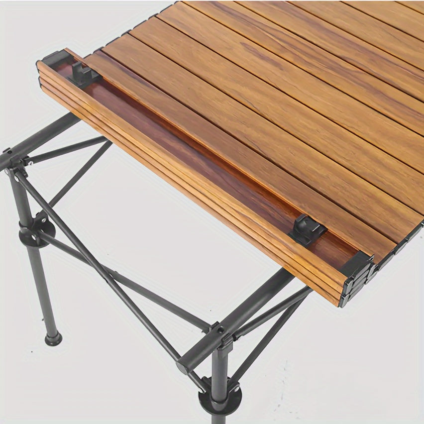 Portable Foldable Wood Grain Aluminum Table for Picnic BBQ Camping