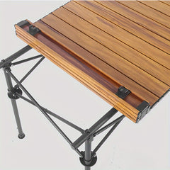 Portable Foldable Wood Grain Aluminum Table for Picnic BBQ Camping