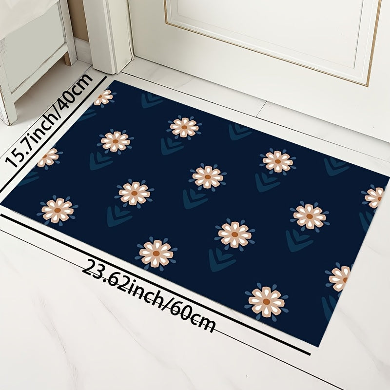 Minimalist Flowers Print Rug Decorative Mat Machine Washable