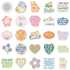 100pcs Preppy Motivational Stickers Pink Waterproof Vinyl Decals