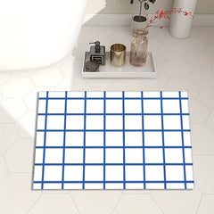 Plaid Pattern Bath Rug Soft Absorbent Non-slip Bath Mat Diatom Mud Material
