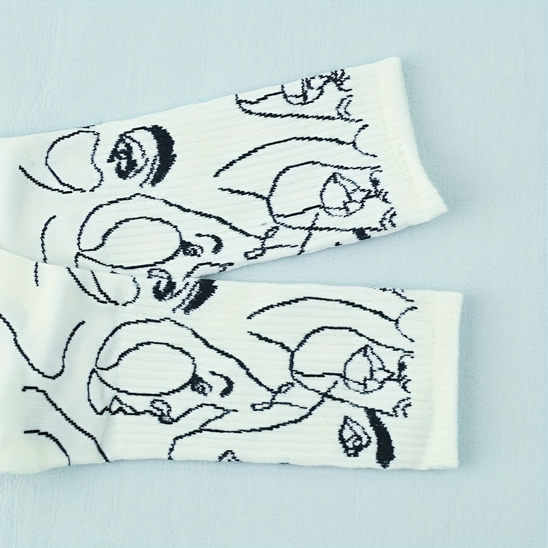 Abstract Pattern Crew Socks Soft & Comfy Women's Mid Tube Stockings