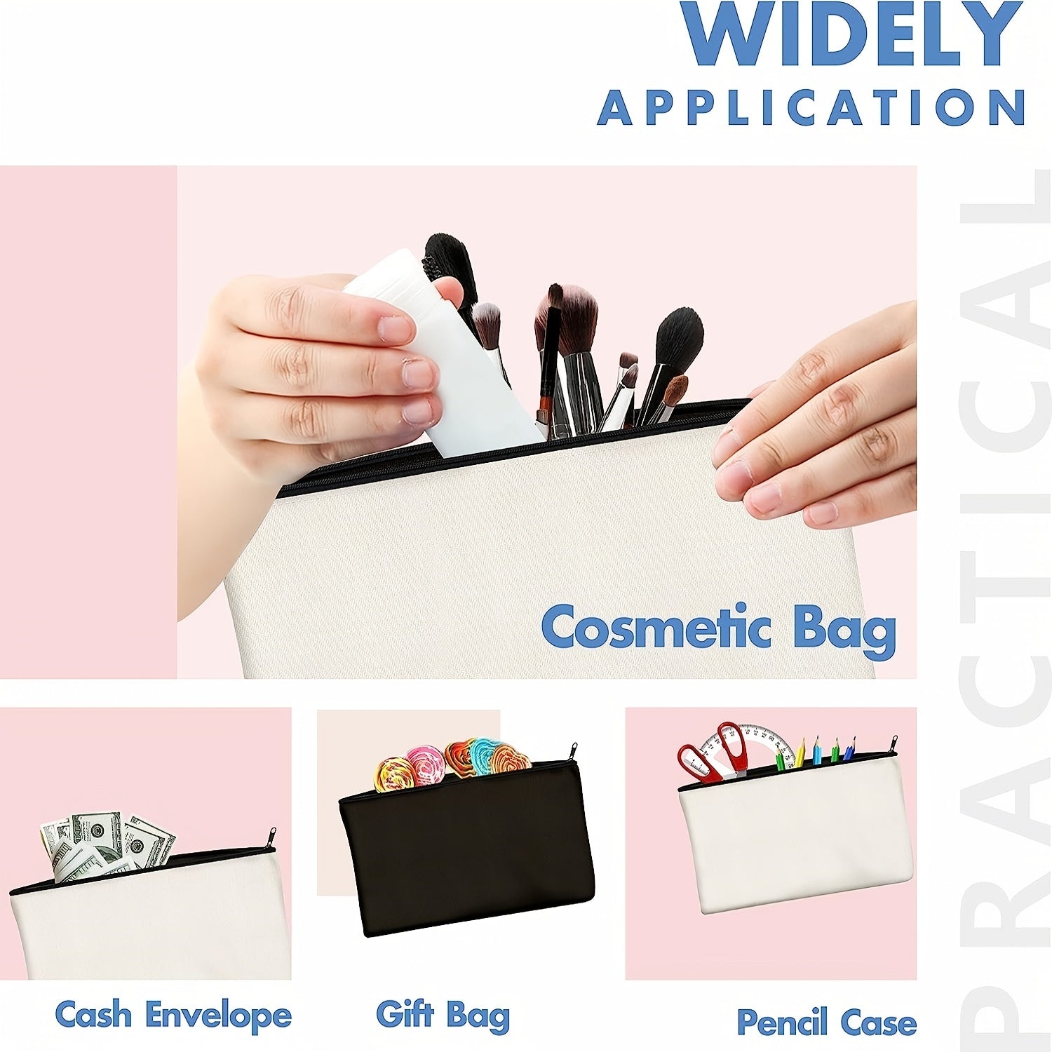 8pcs DIY Zipper Bags Pouches for Makeup Cosmetic Toiletry Stationary Storage