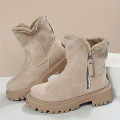 Thickened Snow Boots for Women Slip Resistant Zipper Warm Winter Footwear