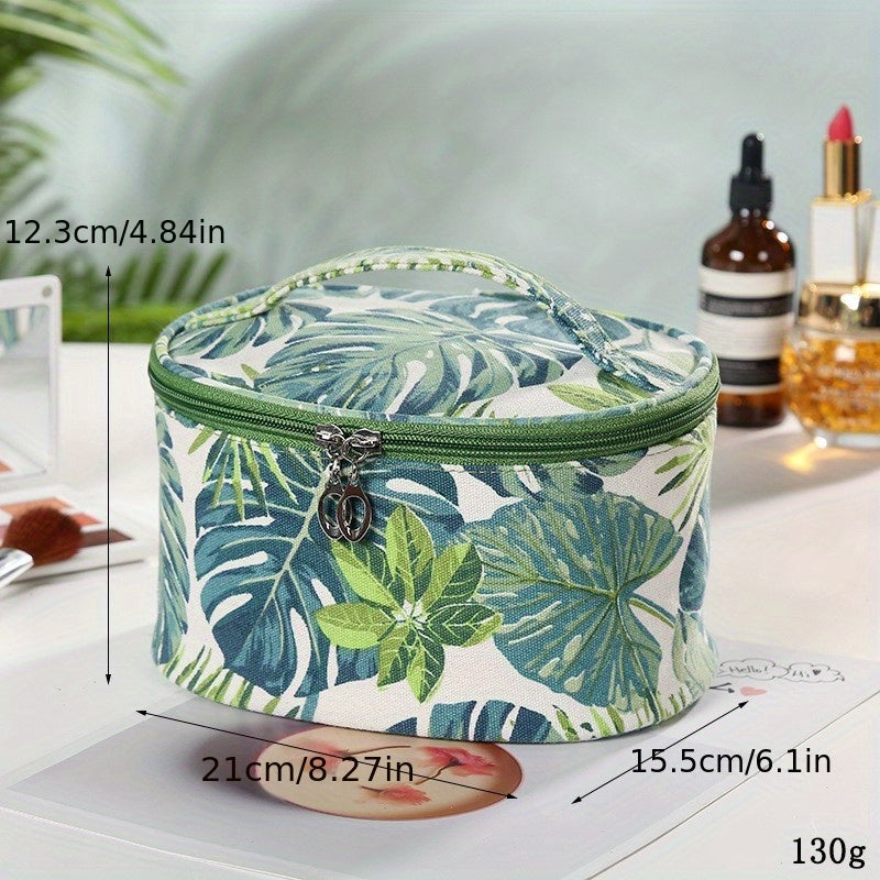 Leaf Print Makeup Bag Portable Cosmetic Organizer