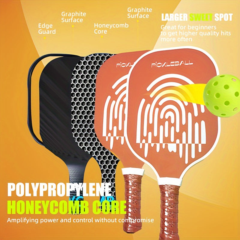 Pickleball Paddles Set of 2 with Polymer Core & Fiberglass Surface