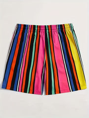 Vertical Stripe Men's Summer Drawstring Casual Loose Shorts