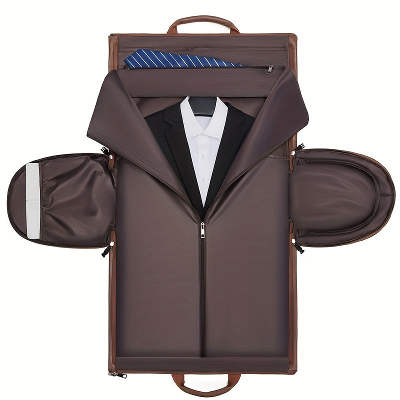 PU Leather Garment Bag For Travel Carry On Suit Carrier Storage Bag