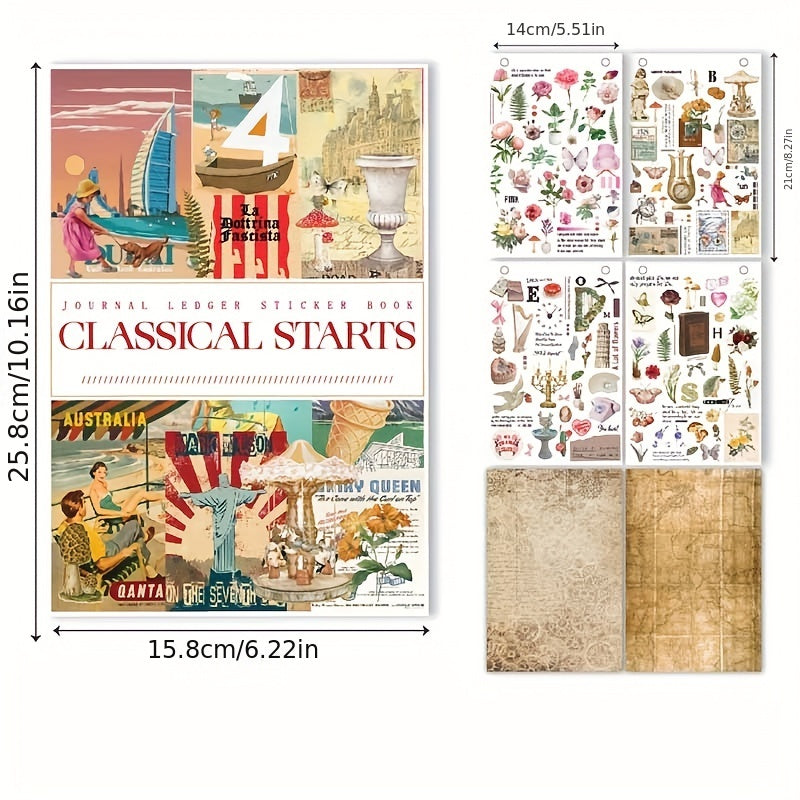 DIY Retro Journal Stickers Kit - Literary & Artistic Floral Butterfly Materials