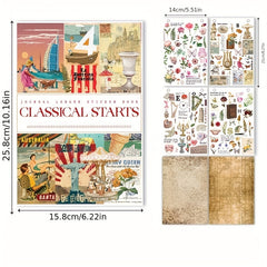 DIY Retro Journal Stickers Kit - Literary & Artistic Floral Butterfly Materials