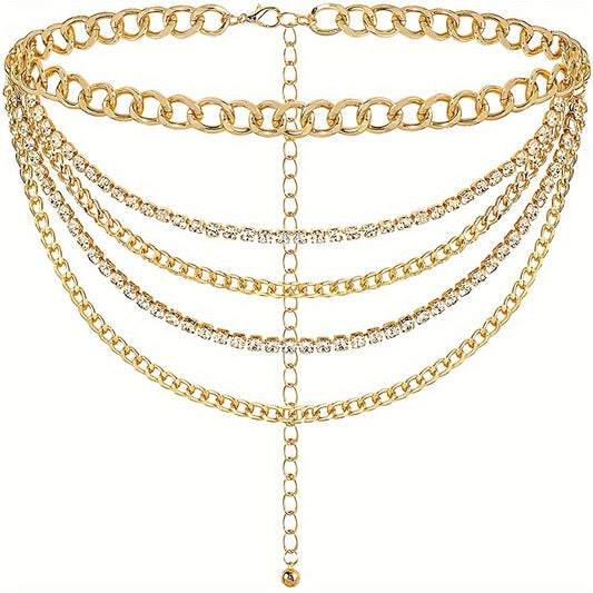 Rhinestone Tassel Waist Chain for Women
