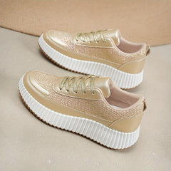 Women's Non Slip Platform Sneakers Breathable Lace Up Comfort Shoes