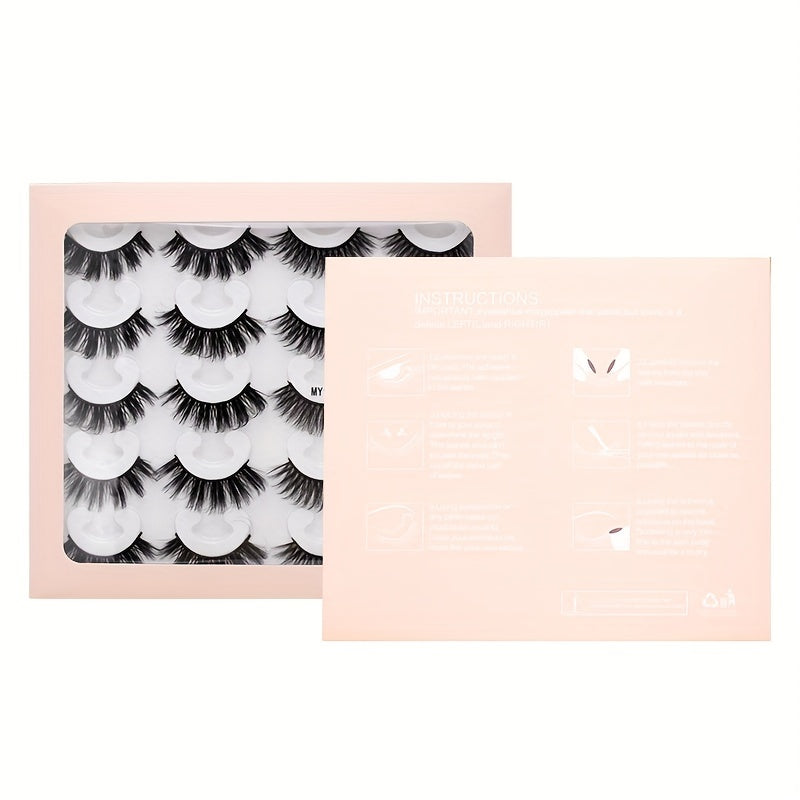 10 Pairs Faux Mink Lashes Natural Volume Curly False Eyelashes Makeup