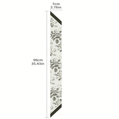 Flower Print Skinny Scarf Double Side Long Ribbon Neckerchief Satin Twilly Scarf