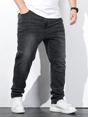 Men's Washed Cotton Slim Fit Mid Stretch Jeans