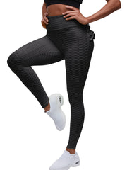 Honeycomb Ruffle Workout Leggings High Waist Yoga Pants