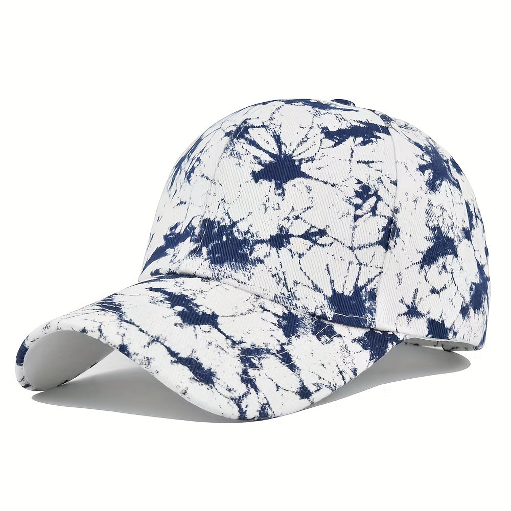Navy Tie Dye Baseball Cap Printed Cotton Dad Hat Adjustable Lightweight