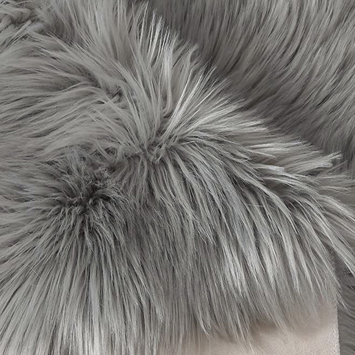 Grey Faux Fur Area Rug 12" Round Chair Pad Mat