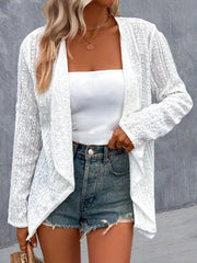 Hollow Out Long Sleeve Jacket Solid Outerwear Women's Clothing