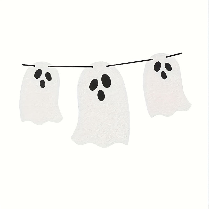 3pcs Halloween Hanging Ghost Banner Glitter Decorations