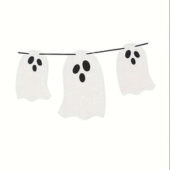 3pcs Halloween Hanging Ghost Banner Glitter Decorations