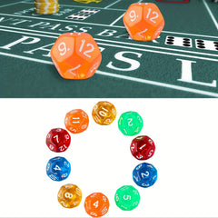 10pcs Colorful 12 Sided Acrylic Crystal Dices For Board Game
