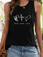 Heart & Letter Pattern Stretchy Sports Vest Women's Activewear
