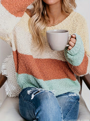 Colorblock Round Neck Oversized Sweater