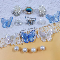 17Pcs Shoe Decoration Accessories Butterfly Flower Pearl Chain Charms