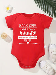 Cotton Baby Onesies Crazy Aunt Letter Print Soft Romper 0-24M