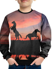 Jumping Horses Print Kid's Sweatshirt Unisex Pullover