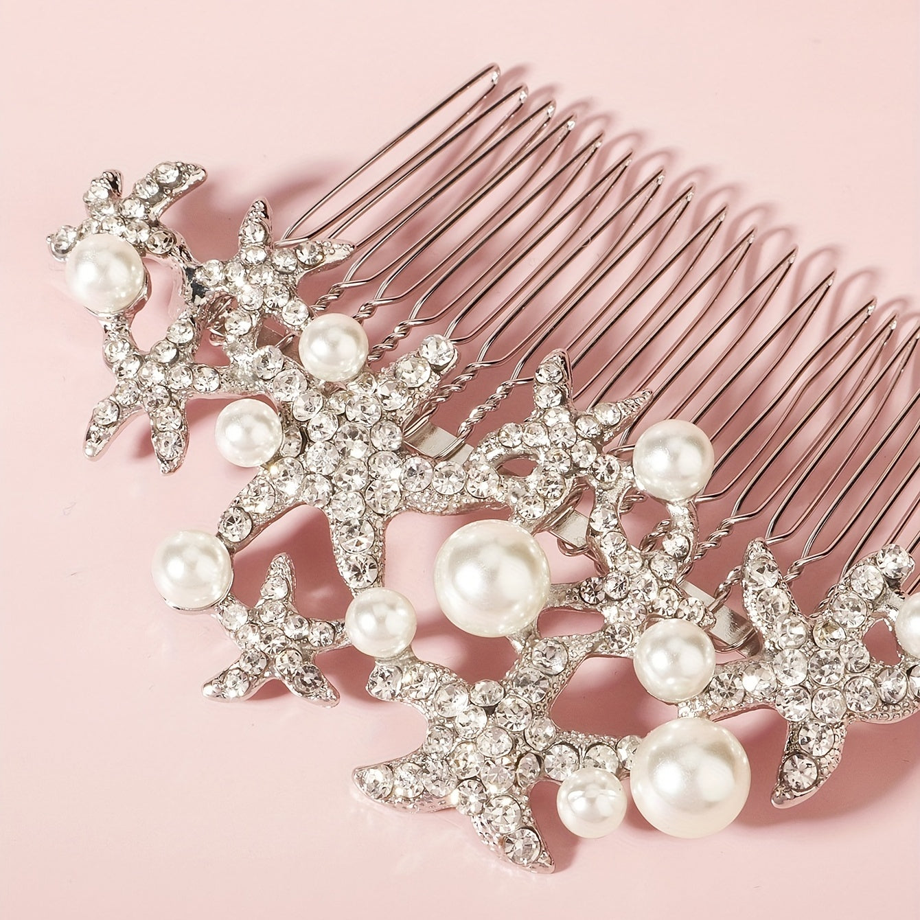 Bridal Rhinestone Hair Comb Faux Pearl Ornament Wedding Accessories