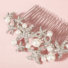 Bridal Rhinestone Hair Comb Faux Pearl Ornament Wedding Accessories