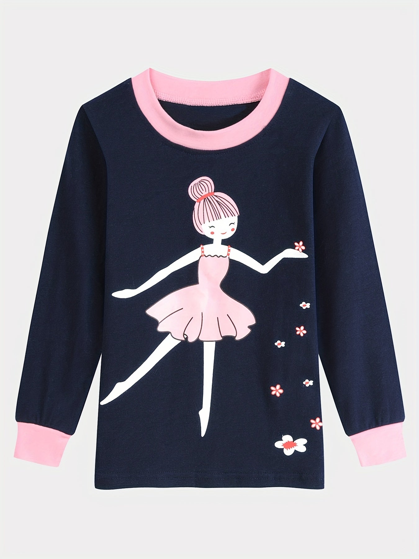 Girls Autumn Loungewear Set Long Sleeve Top & Trousers Dance Pajamas Set