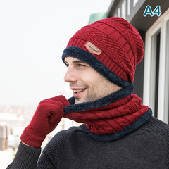 Winter Knitted Hat with Scarf Set