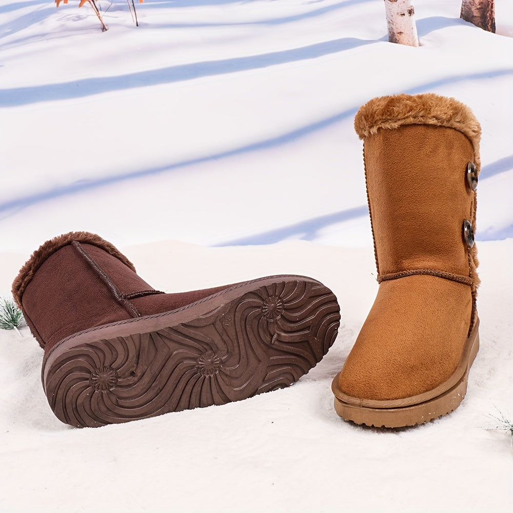 Women's Anti-skid Snow Boots Plush Lined Slip On Shoes