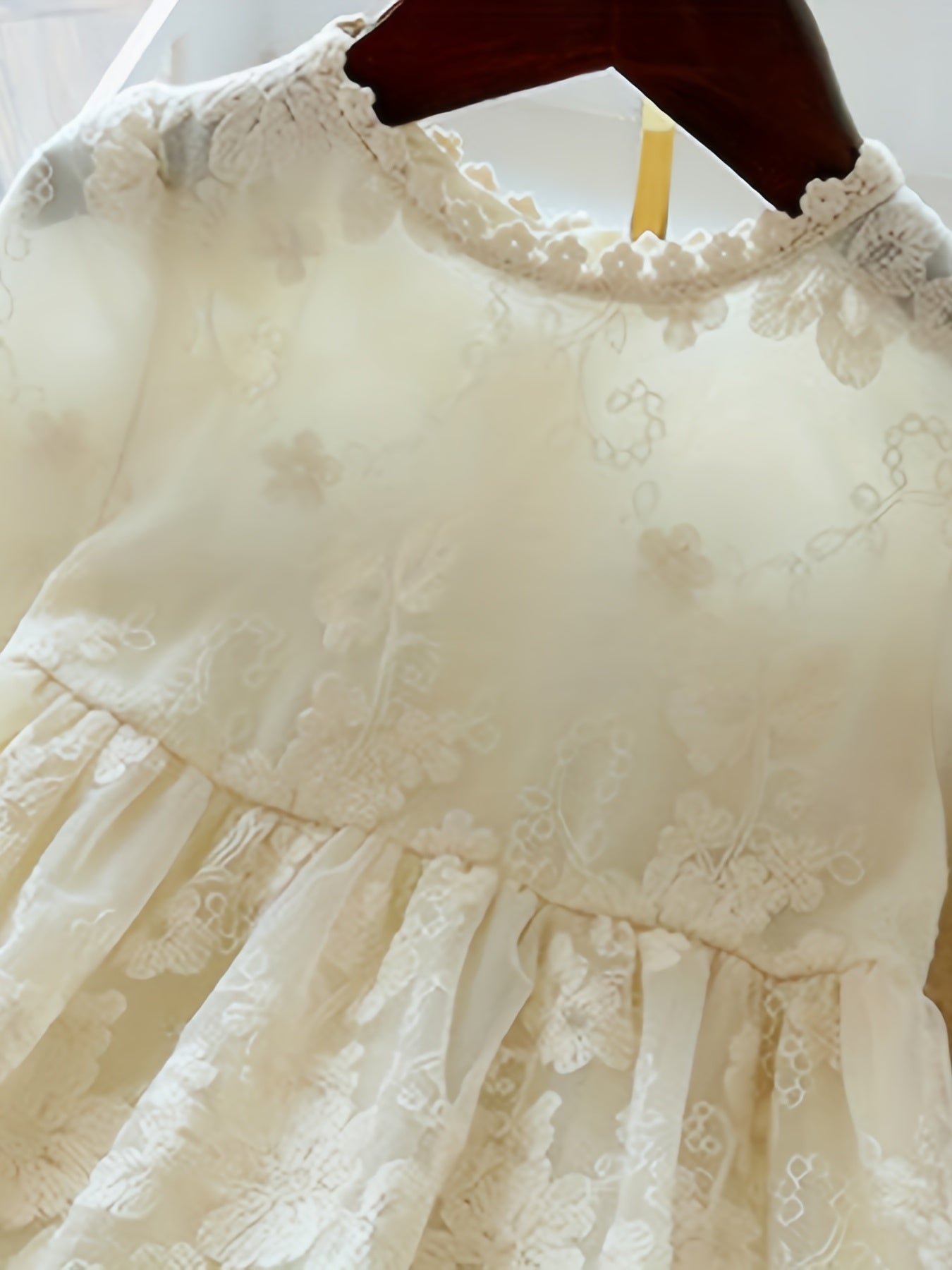 Girls' Lace Embroidery Flare Princess Dress - Birthday Gift