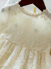 Girls' Lace Embroidery Flare Princess Dress - Birthday Gift