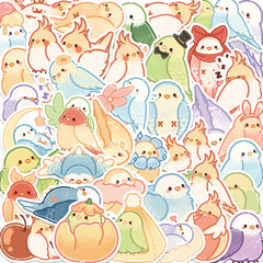 50pcs Cute Parrot Stickers for Water Bottles & Laptops